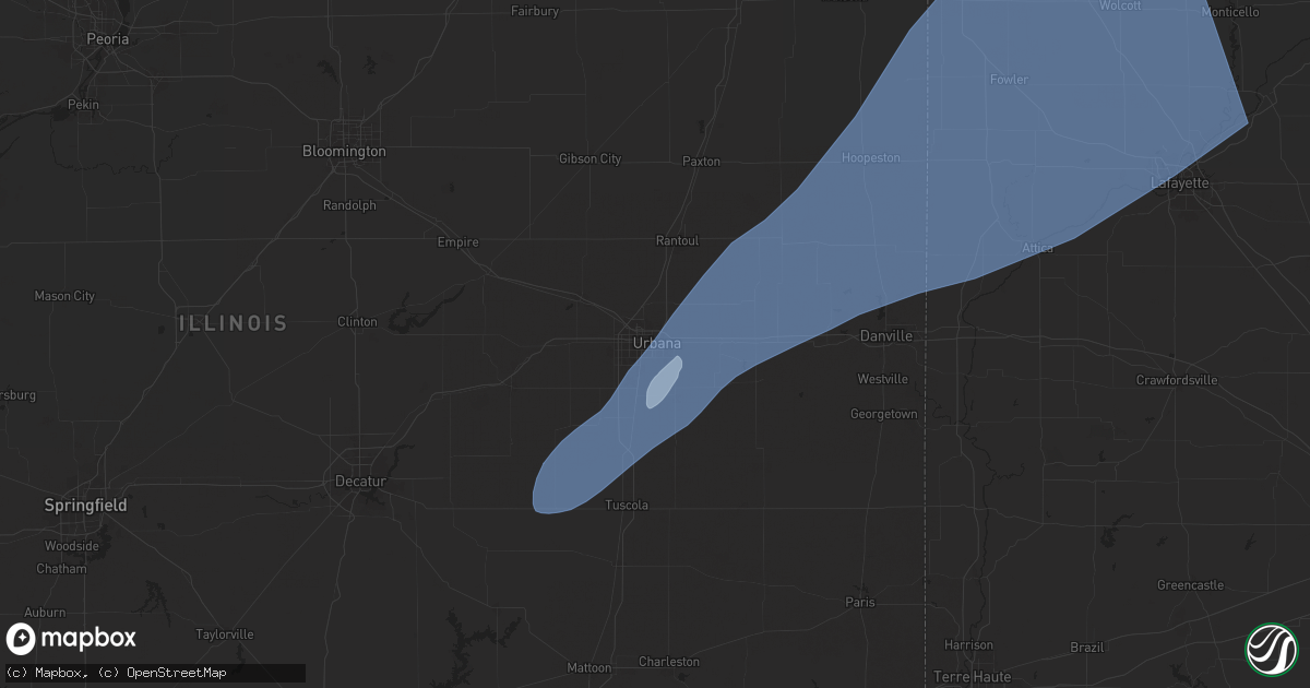 Hail map in Urbana, IL on March 30, 2025