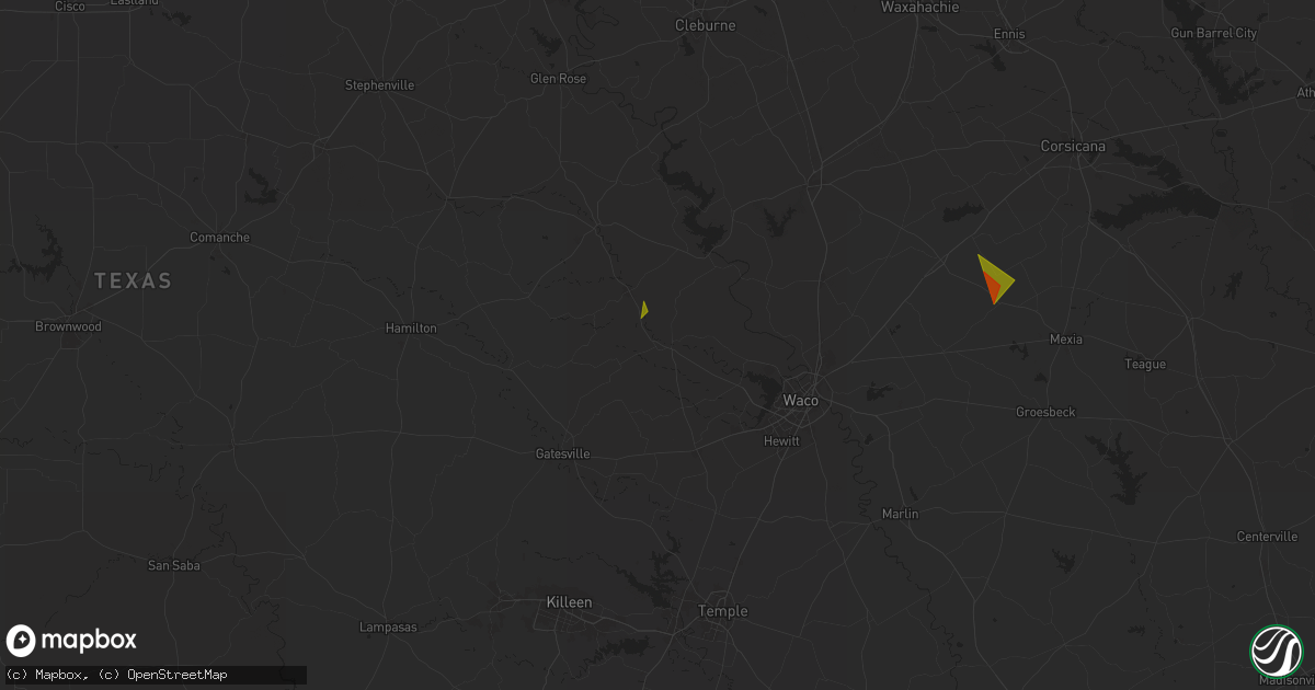 Hail map in Valley Mills, TX on March 30, 2025