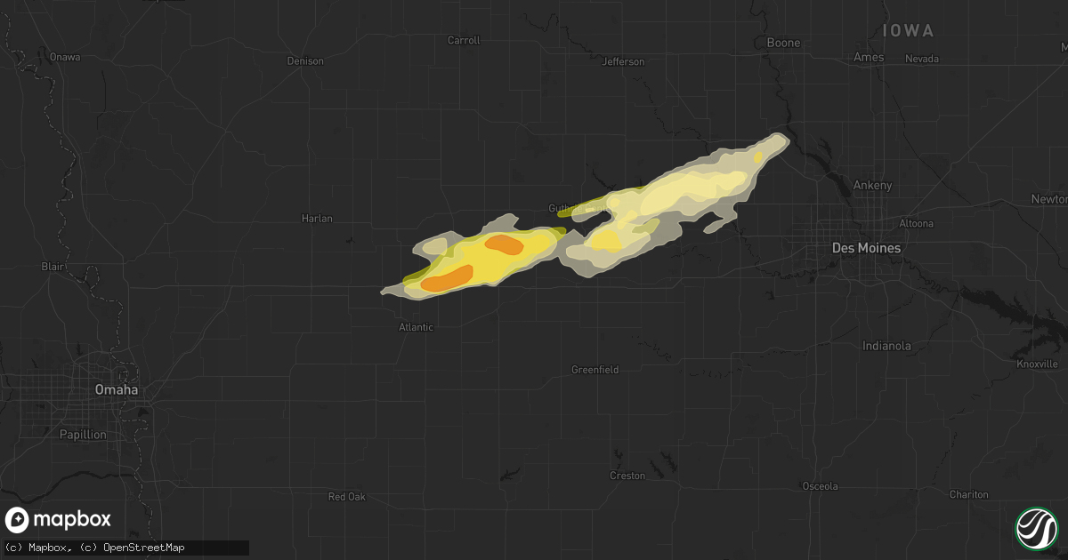 Hail map in Adair, IA on March 30, 2026