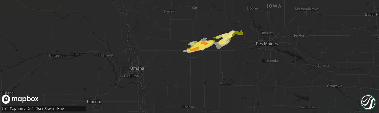 Hail map in Atlantic, IA on March 30, 2026