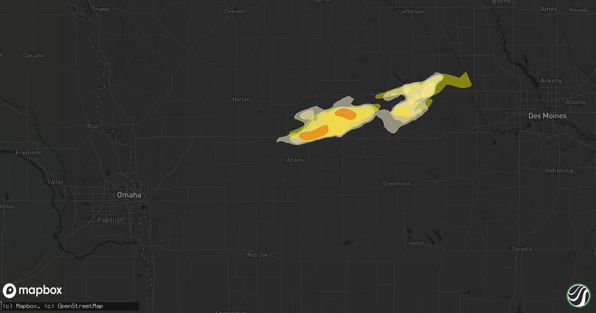Hail map in Atlantic, IA on March 30, 2026
