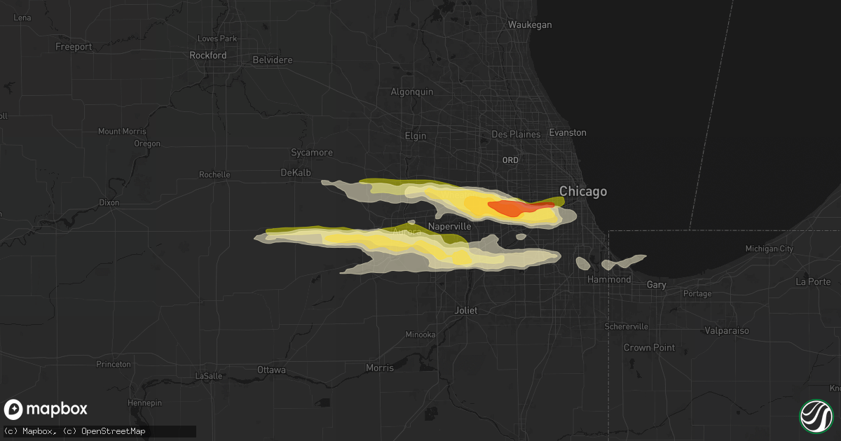 Hail map in Aurora, IL on March 30, 2026