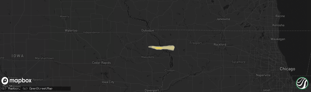 Hail map in Bellevue, IA on March 30, 2026
