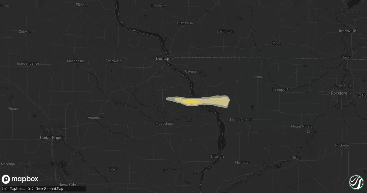 Hail map in Bellevue, IA on March 30, 2026