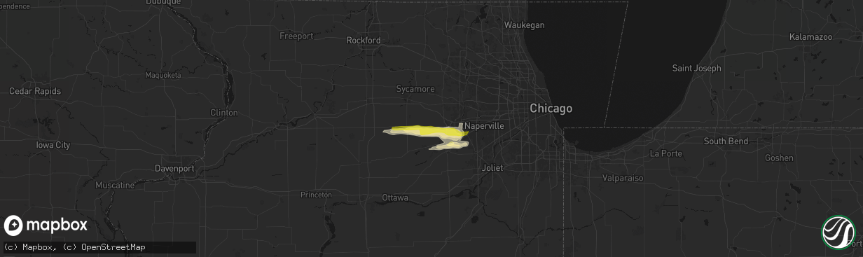 Hail map in Big Rock, IL on March 30, 2026