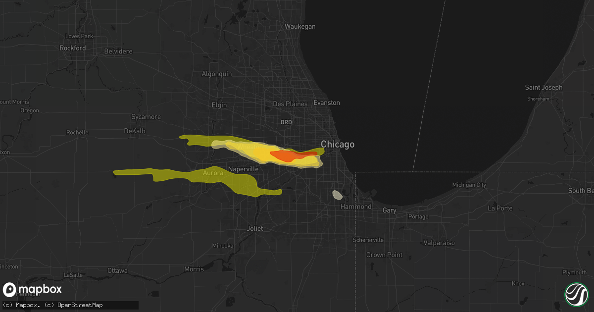 Hail map in Brookfield, IL on March 30, 2026