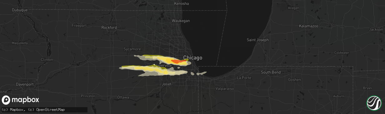Hail map in Chicago, IL on March 30, 2026