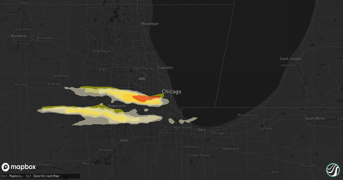 Hail map in Chicago, IL on March 30, 2026