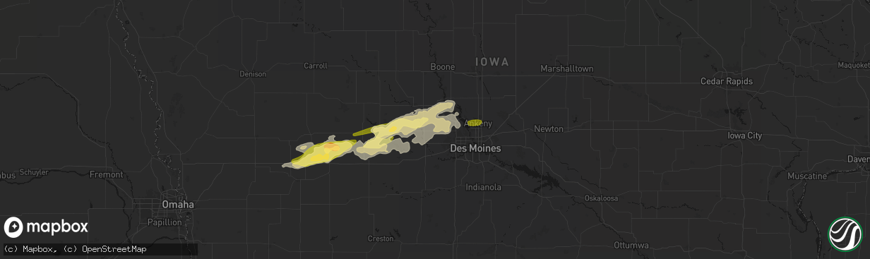 Hail map in Dallas Center, IA on March 30, 2026