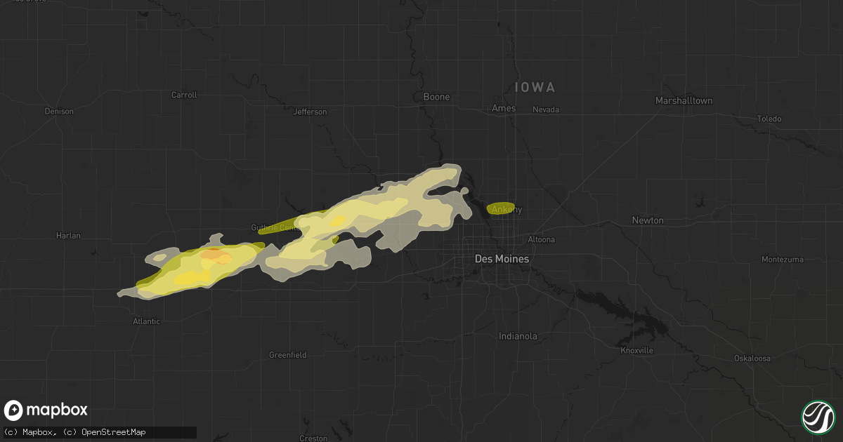 Hail map in Dallas Center, IA on March 30, 2026