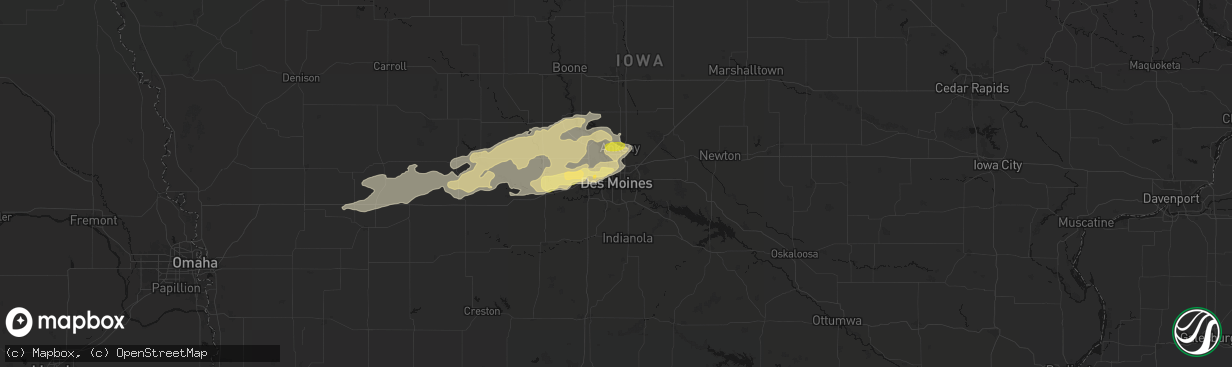 Hail map in Des Moines, IA on March 30, 2026