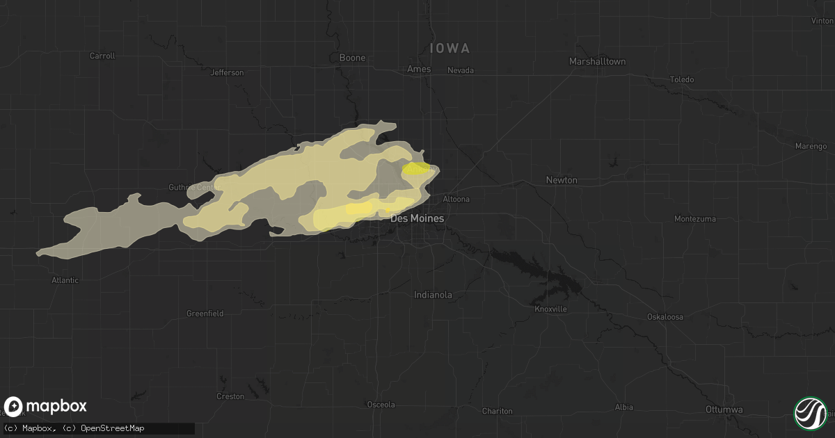 Hail map in Des Moines, IA on March 30, 2026