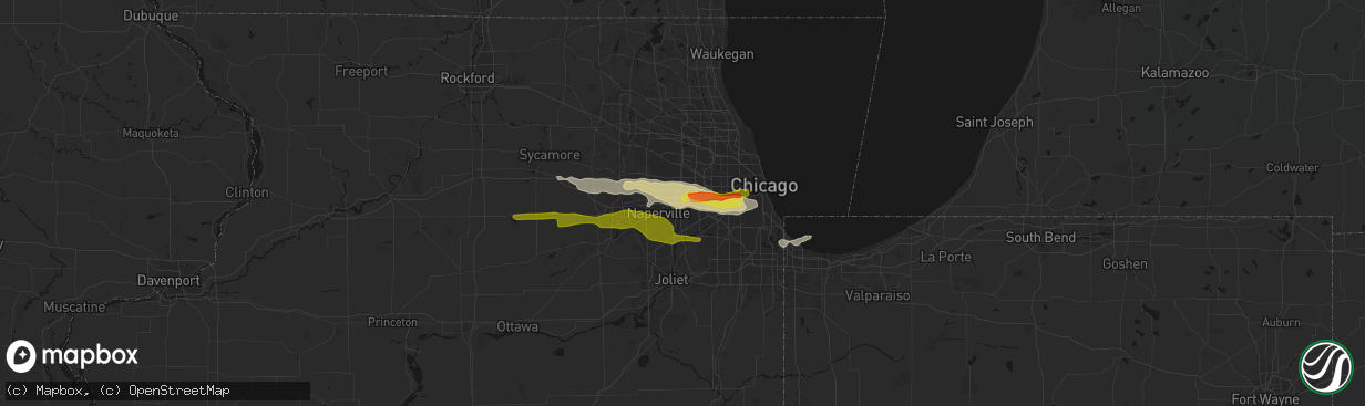 Hail map in Downers Grove, IL on March 30, 2026