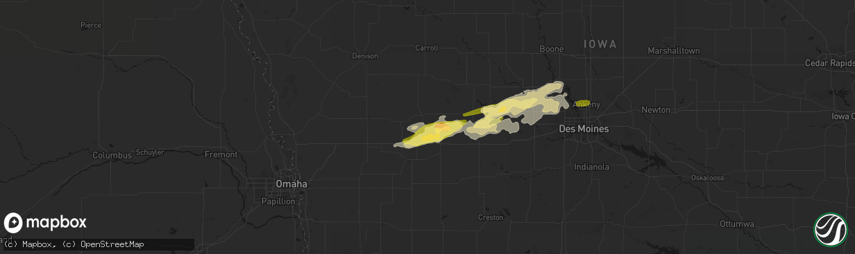 Hail map in Exira, IA on March 30, 2026