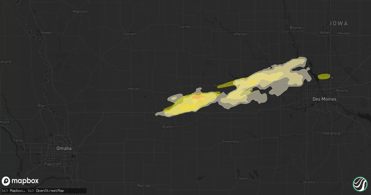 Hail map in Exira, IA on March 30, 2026