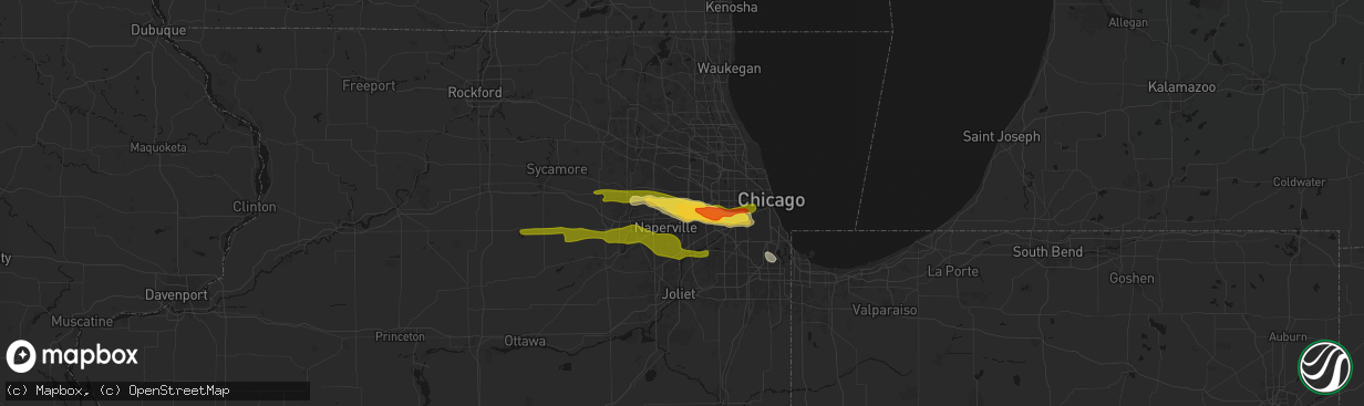 Hail map in Glen Ellyn, IL on March 30, 2026