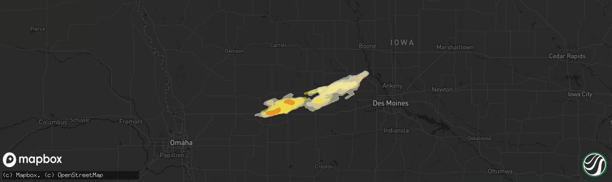 Hail map in Guthrie Center, IA on March 30, 2026