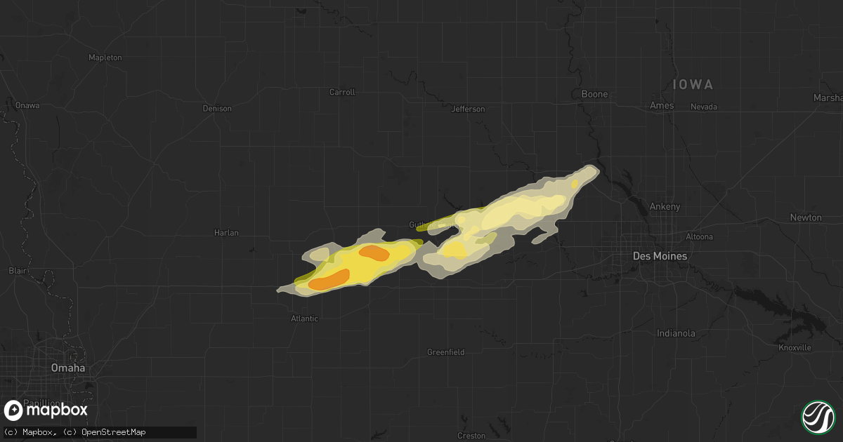 Hail map in Guthrie Center, IA on March 30, 2026