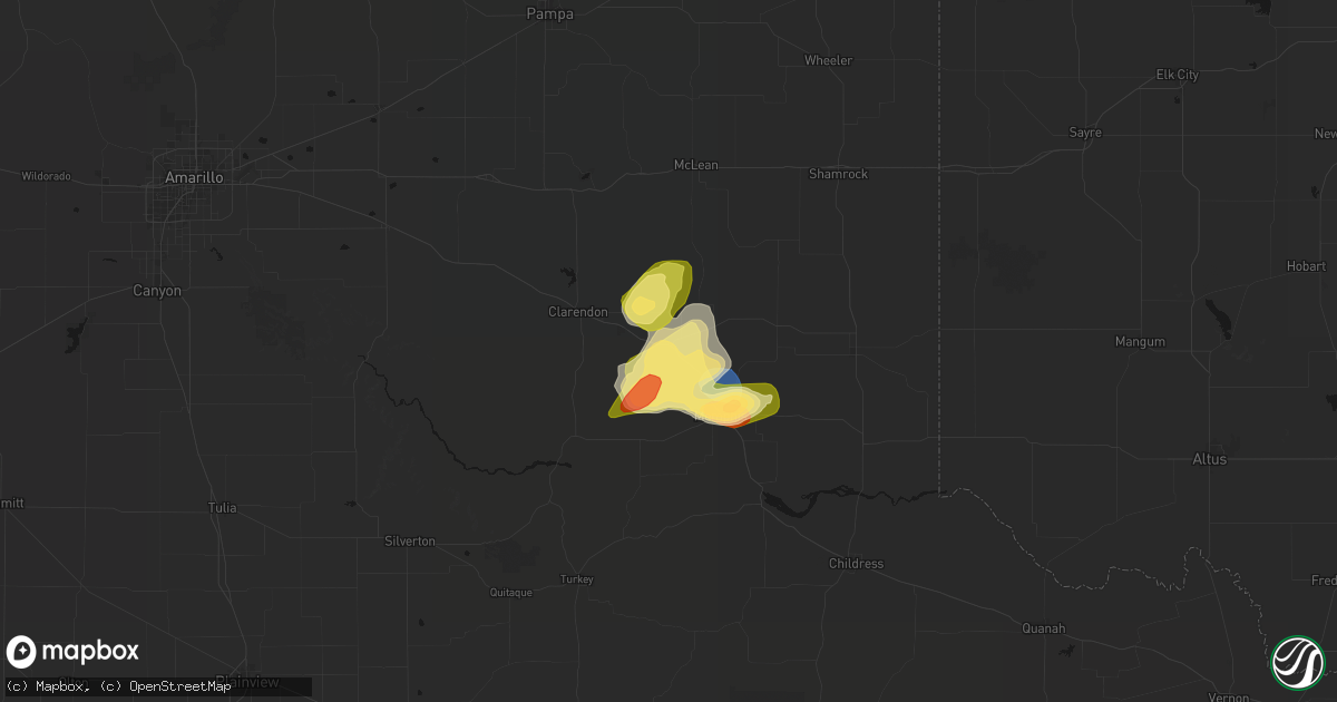 Hail map in Hedley, TX on March 30, 2026