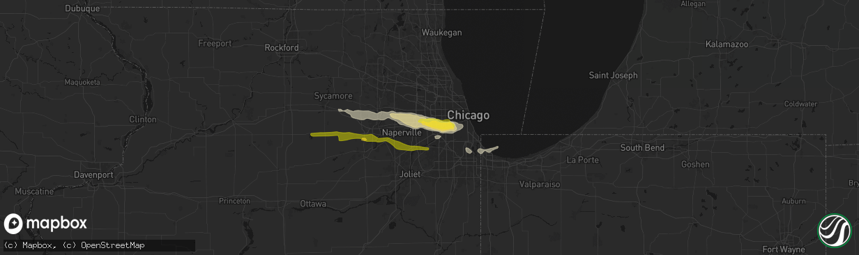 Hail map in Hinsdale, IL on March 30, 2026