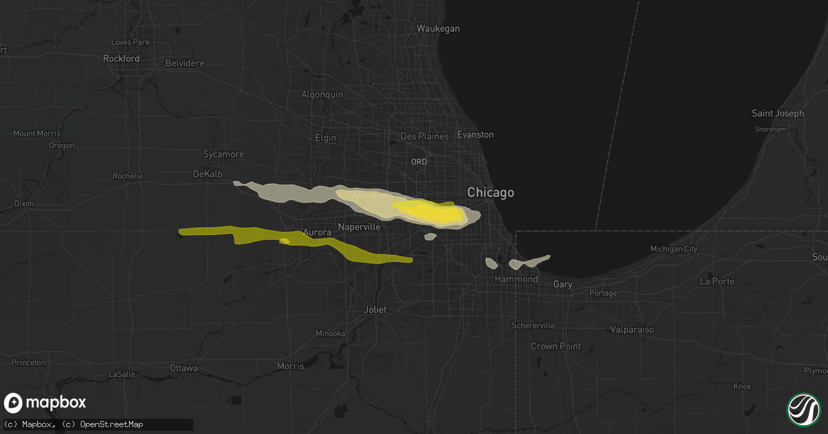 Hail map in Hinsdale, IL on March 30, 2026