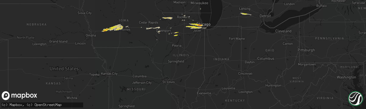 Hail map in Illinois on March 30, 2026