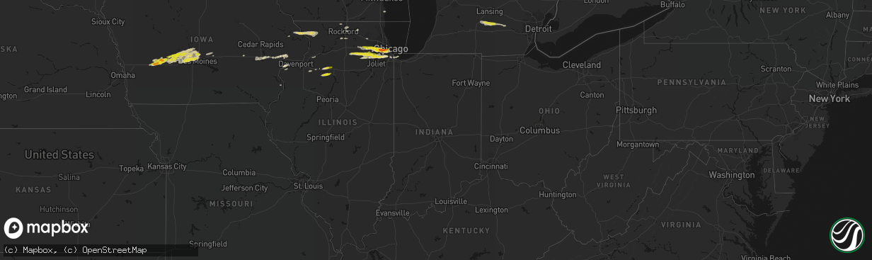 Hail map in Indiana on March 30, 2026