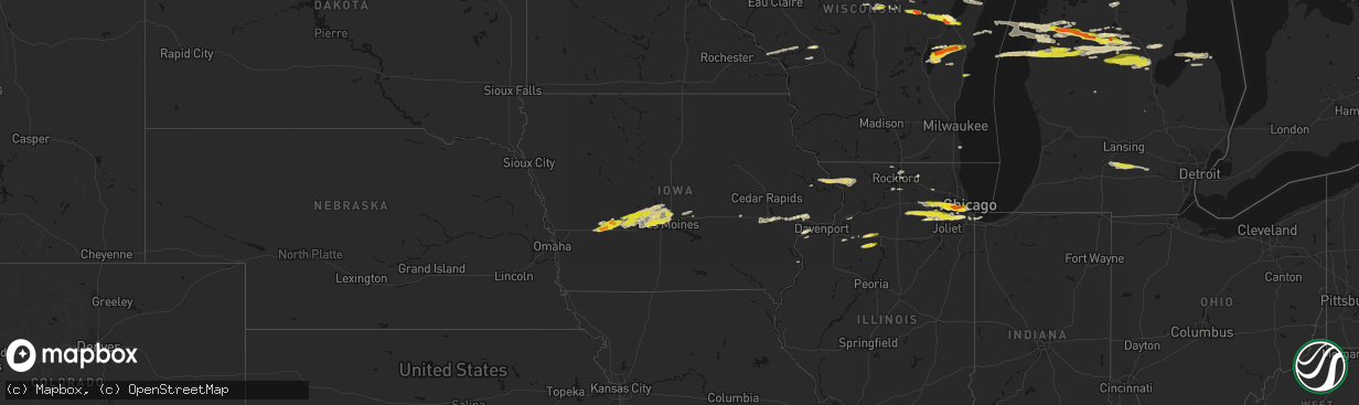 Hail map in Iowa on March 30, 2026