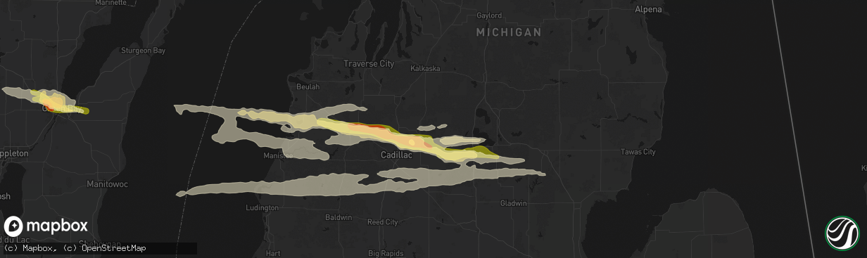 Hail map in Lake City, MI on March 30, 2026