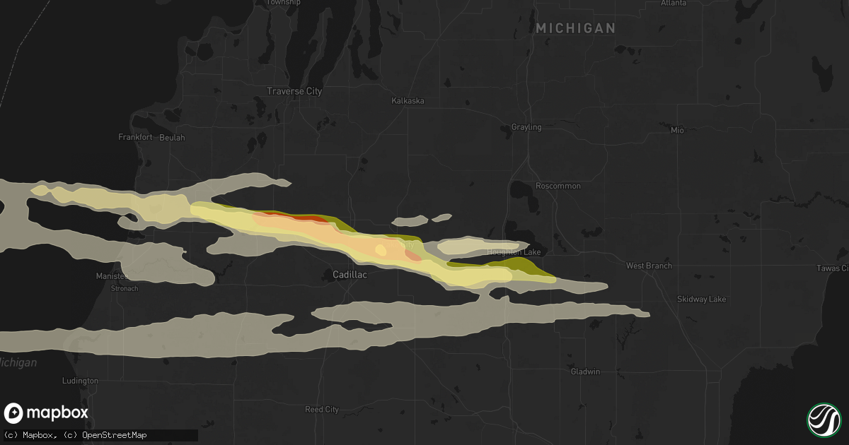Hail map in Lake City, MI on March 30, 2026