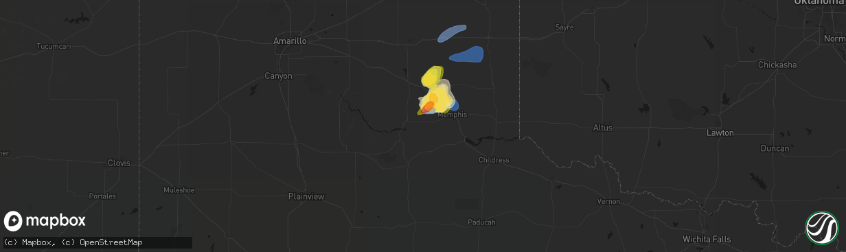 Hail map in Lakeview, TX on March 30, 2026