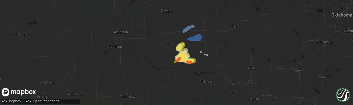 Hail map in Lelia Lake, TX on March 30, 2026