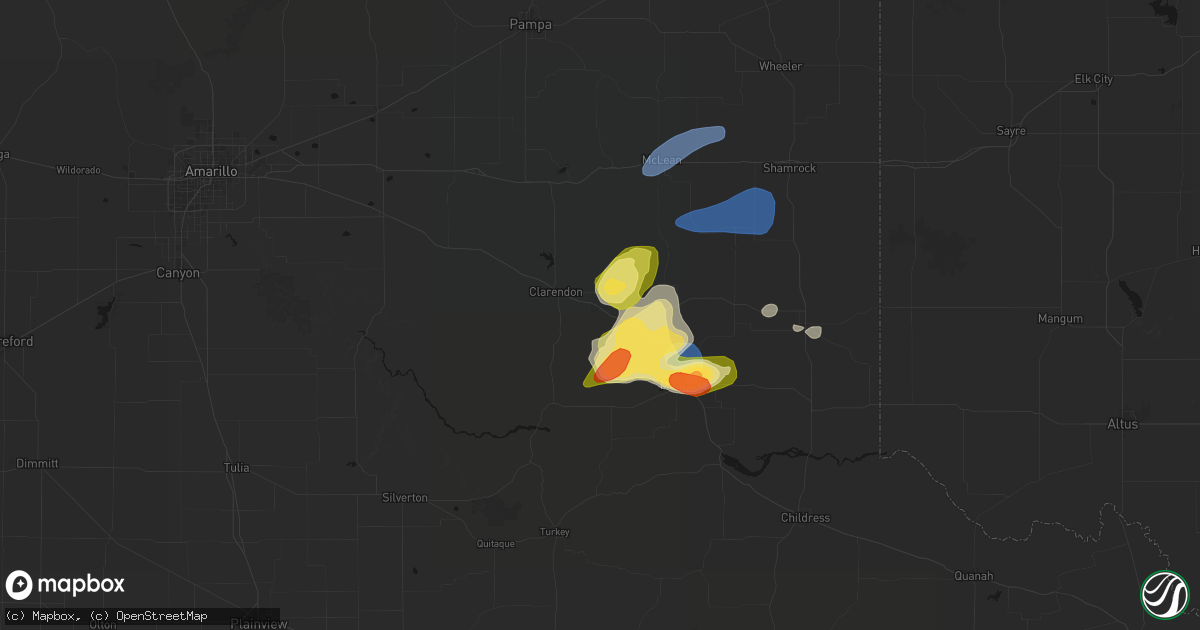Hail map in Lelia Lake, TX on March 30, 2026