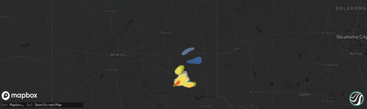 Hail map in Mclean, TX on March 30, 2026
