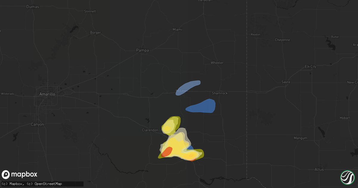 Hail map in Mclean, TX on March 30, 2026