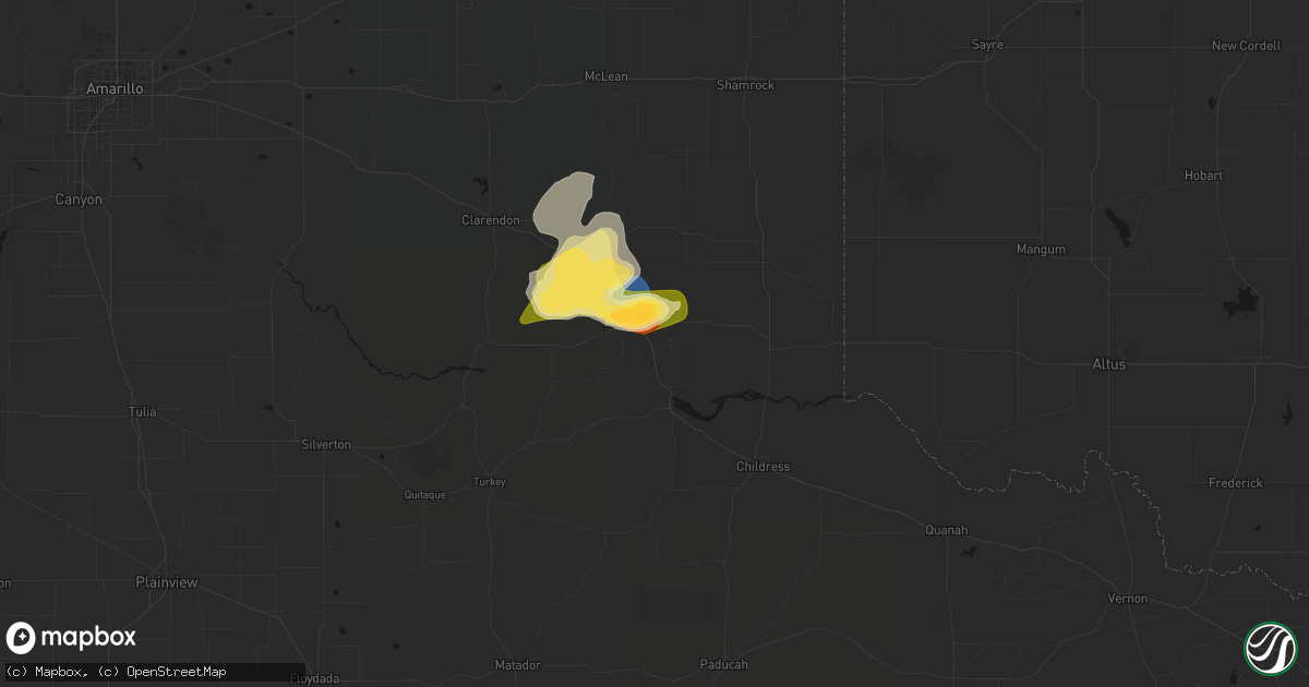 Hail map in Memphis, TX on March 30, 2026