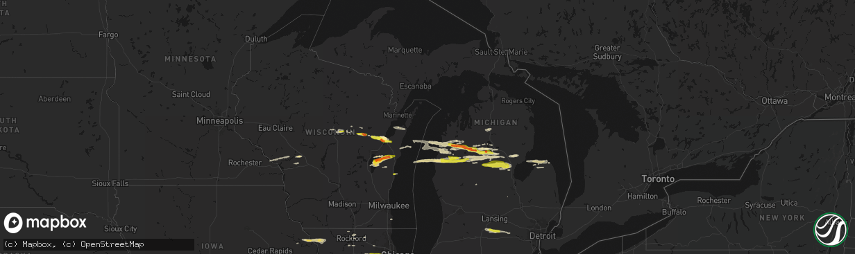 Hail map in Michigan on March 30, 2026
