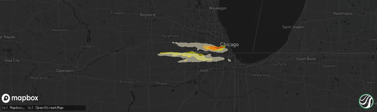 Hail map in Montgomery, IL on March 30, 2026