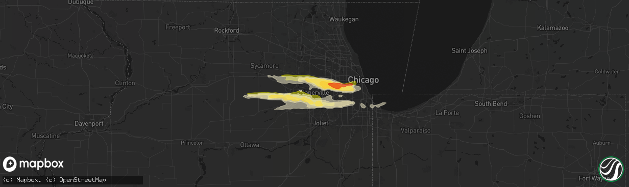 Hail map in Naperville, IL on March 30, 2026