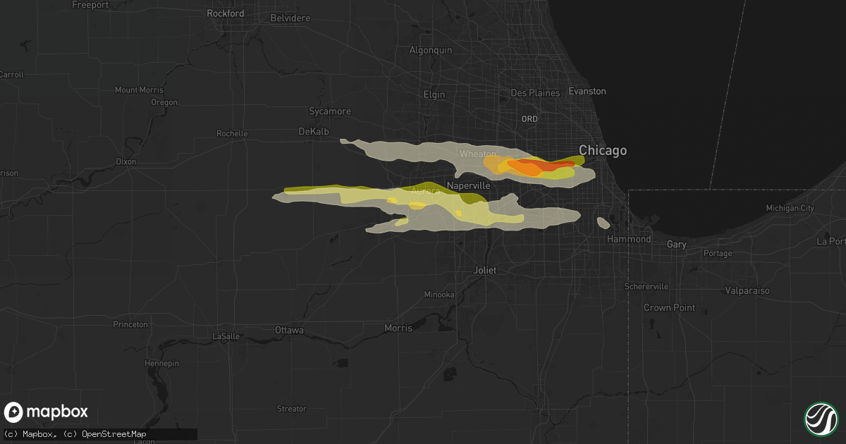 Hail map in Oswego, IL on March 30, 2026