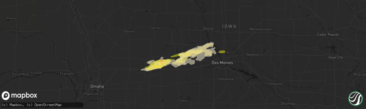 Hail map in Panora, IA on March 30, 2026