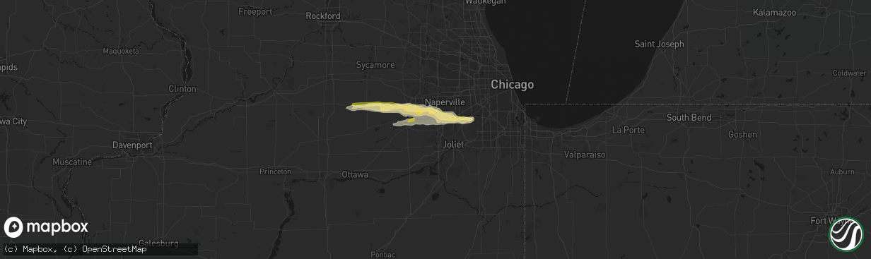 Hail map in Plainfield, IL on March 30, 2026