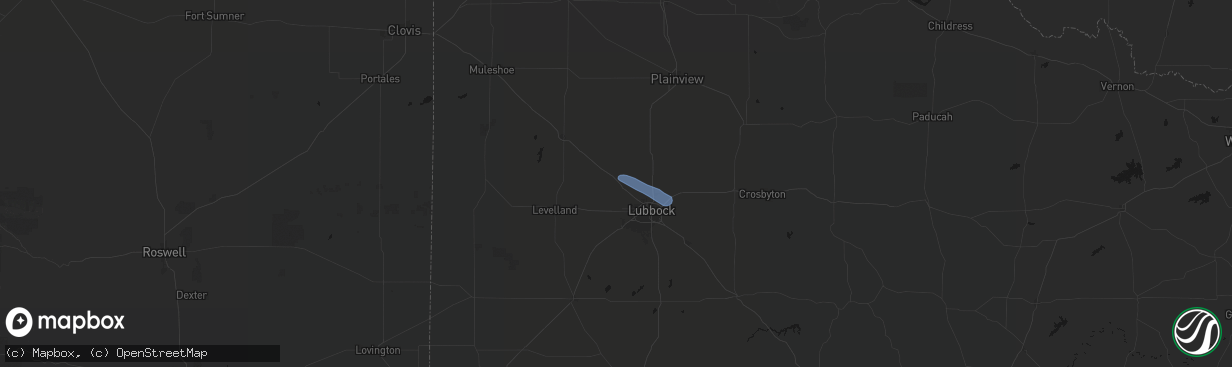 Hail map in Shallowater, TX on March 30, 2026