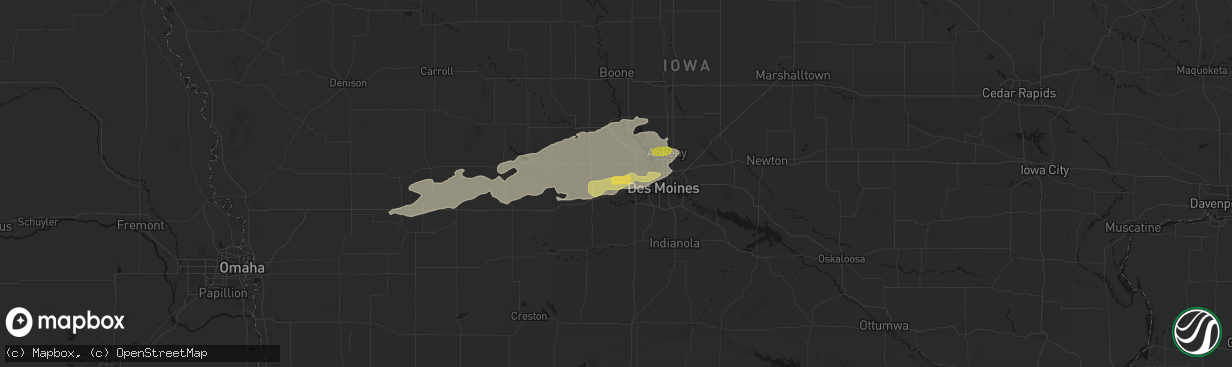 Hail map in Waukee, IA on March 30, 2026