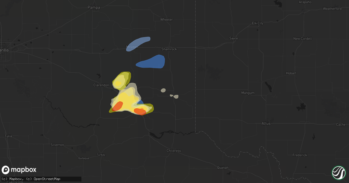 Hail map in Wellington, TX on March 30, 2026