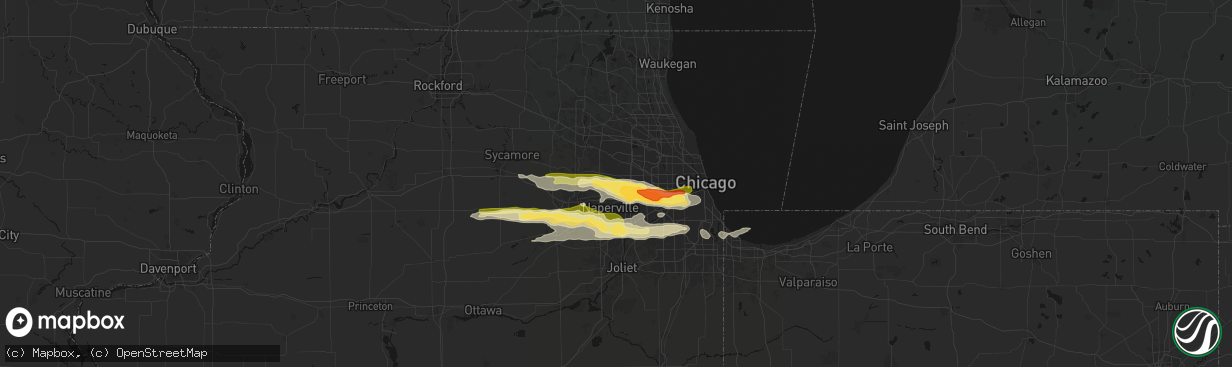Hail map in Wheaton, IL on March 30, 2026