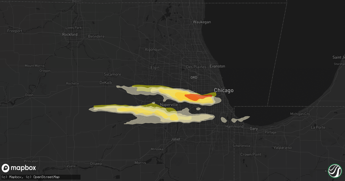 Hail map in Wheaton, IL on March 30, 2026