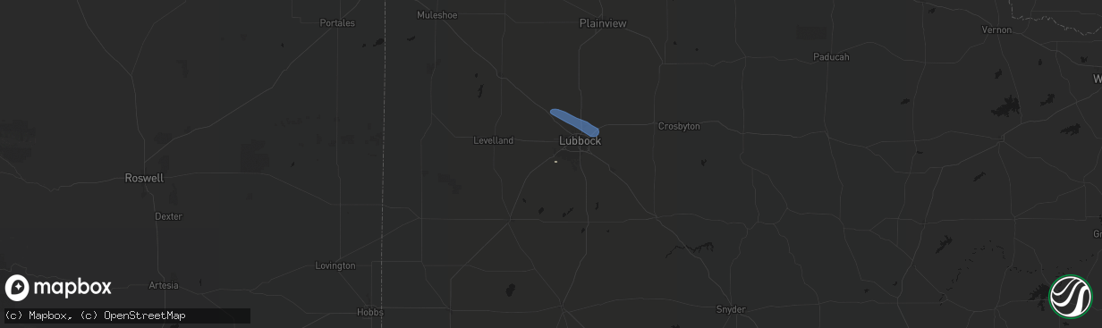 Hail map in Wolfforth, TX on March 30, 2026