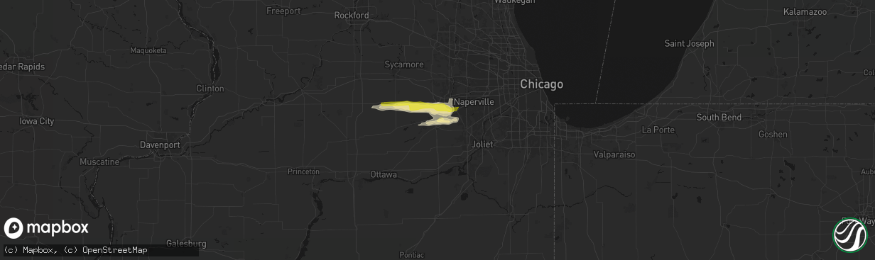 Hail map in Yorkville, IL on March 30, 2026