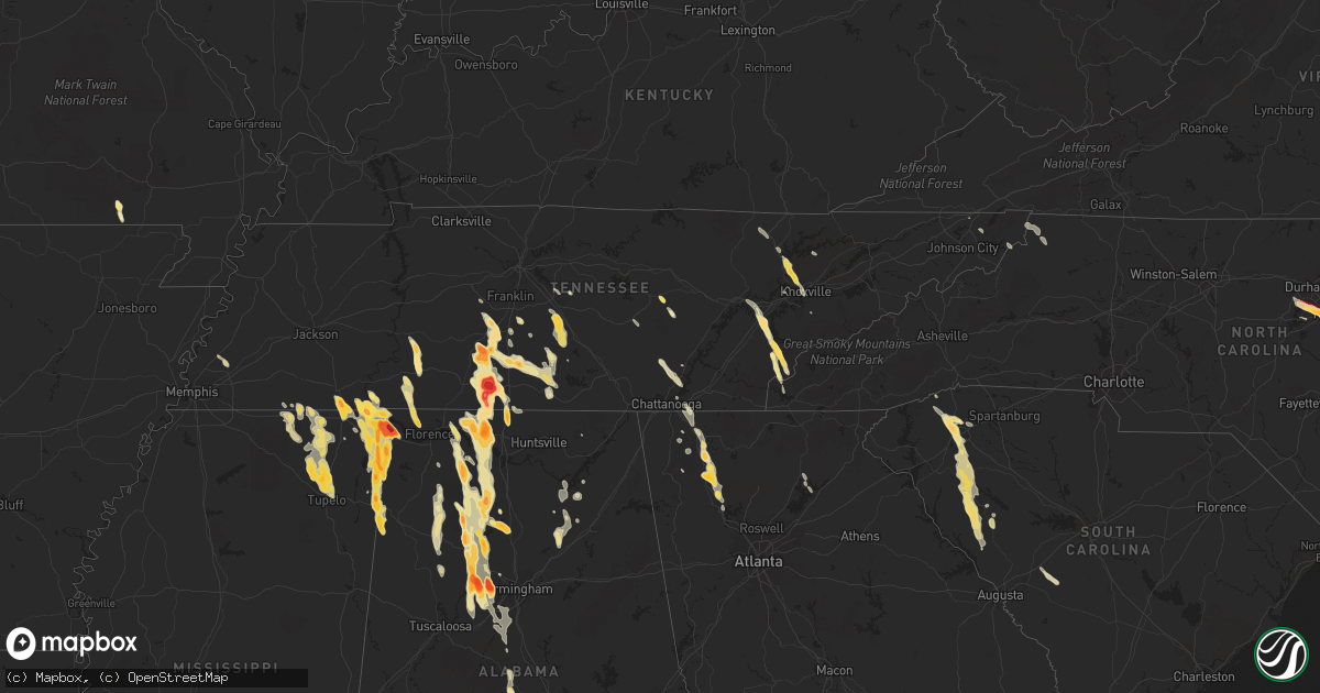 Hail map in Georgia on March 31, 2012
